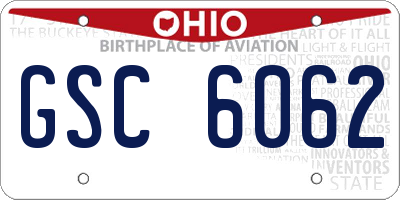 OH license plate GSC6062