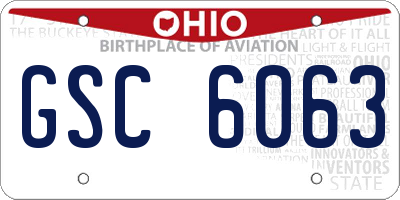 OH license plate GSC6063