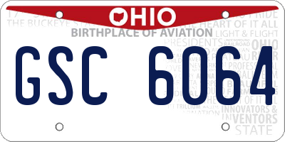 OH license plate GSC6064