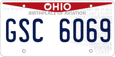 OH license plate GSC6069