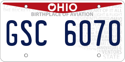 OH license plate GSC6070