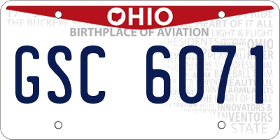 OH license plate GSC6071