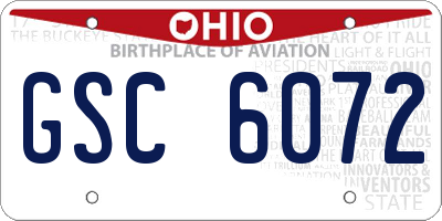 OH license plate GSC6072