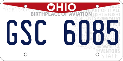 OH license plate GSC6085