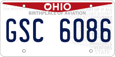 OH license plate GSC6086