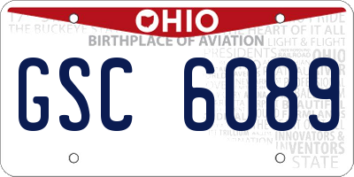 OH license plate GSC6089