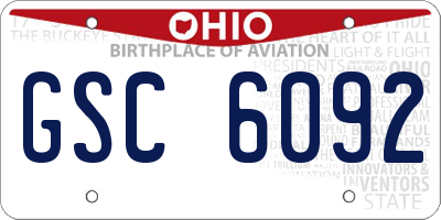 OH license plate GSC6092