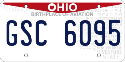 OH license plate GSC6095