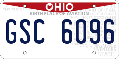 OH license plate GSC6096