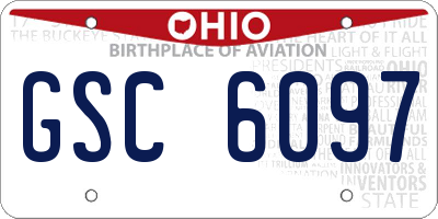 OH license plate GSC6097