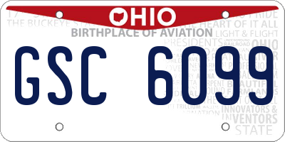 OH license plate GSC6099