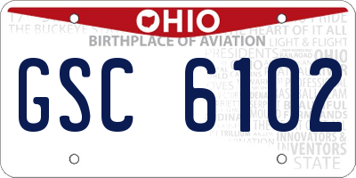 OH license plate GSC6102