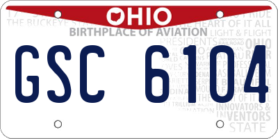 OH license plate GSC6104