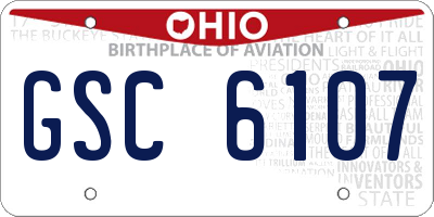 OH license plate GSC6107