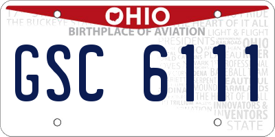 OH license plate GSC6111