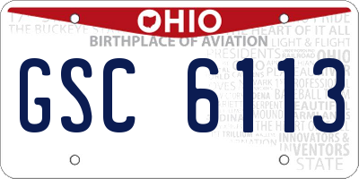 OH license plate GSC6113