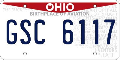 OH license plate GSC6117