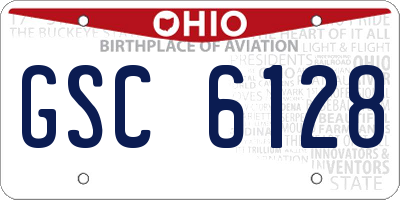 OH license plate GSC6128