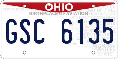 OH license plate GSC6135