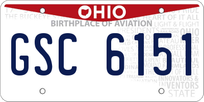 OH license plate GSC6151