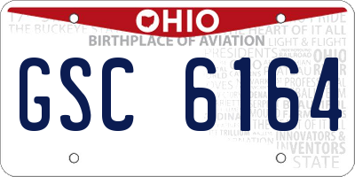 OH license plate GSC6164