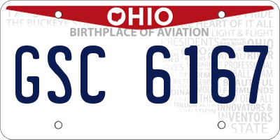 OH license plate GSC6167
