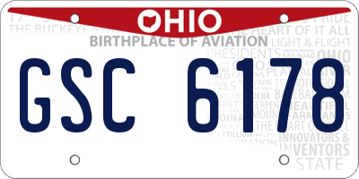 OH license plate GSC6178