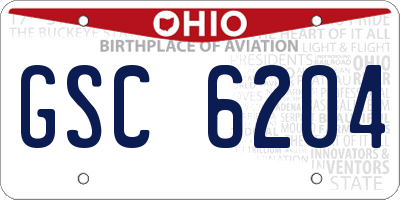 OH license plate GSC6204