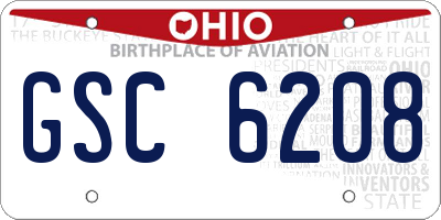 OH license plate GSC6208