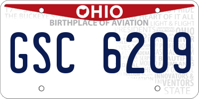 OH license plate GSC6209