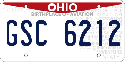 OH license plate GSC6212