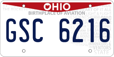 OH license plate GSC6216