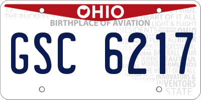 OH license plate GSC6217