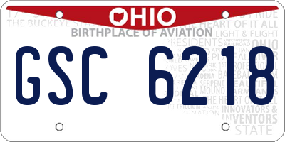 OH license plate GSC6218