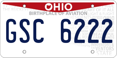 OH license plate GSC6222