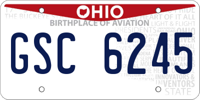 OH license plate GSC6245