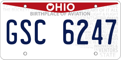 OH license plate GSC6247