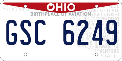 OH license plate GSC6249