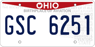 OH license plate GSC6251