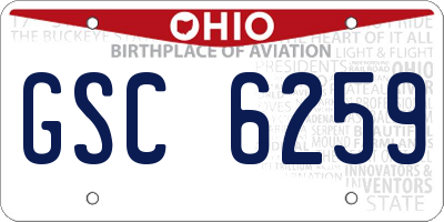 OH license plate GSC6259