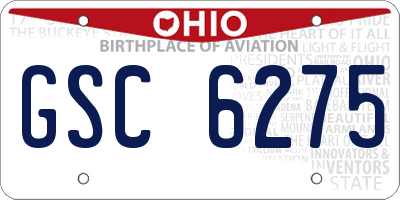 OH license plate GSC6275