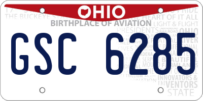 OH license plate GSC6285