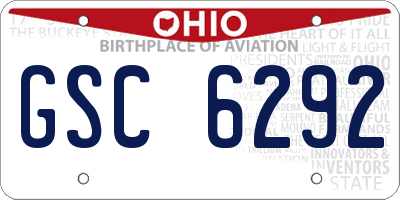 OH license plate GSC6292