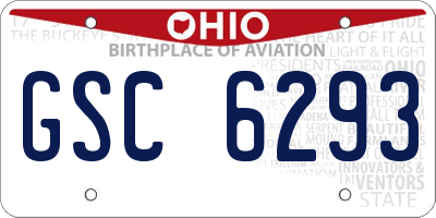 OH license plate GSC6293