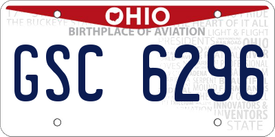 OH license plate GSC6296