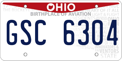 OH license plate GSC6304