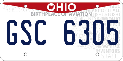 OH license plate GSC6305