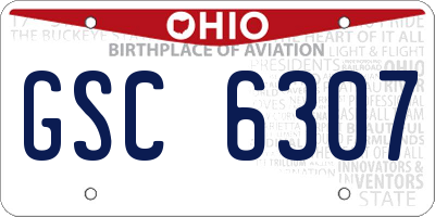 OH license plate GSC6307