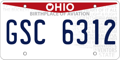 OH license plate GSC6312