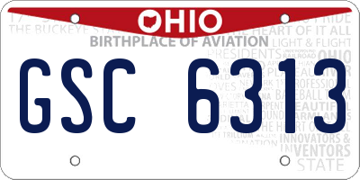 OH license plate GSC6313